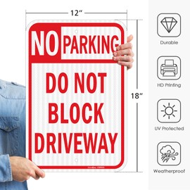GicnKeuz Large Do Not Block Driveway Sign, 18x12 Inches No Parking Signs,Reflective Aluminum, Fade Resistant/Waterproof, Indoor or Outdoor Use (2-Pack)
