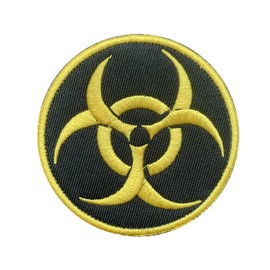 Zcketo 3 Pcs Caution! Biological Hazard Patch Resident Zombie Outbreak Response Team Warning Patrol Patch Tactical Biohazard Patch Embroidered Applique with Hook and Loop Fastener- 3.15inch Diameter