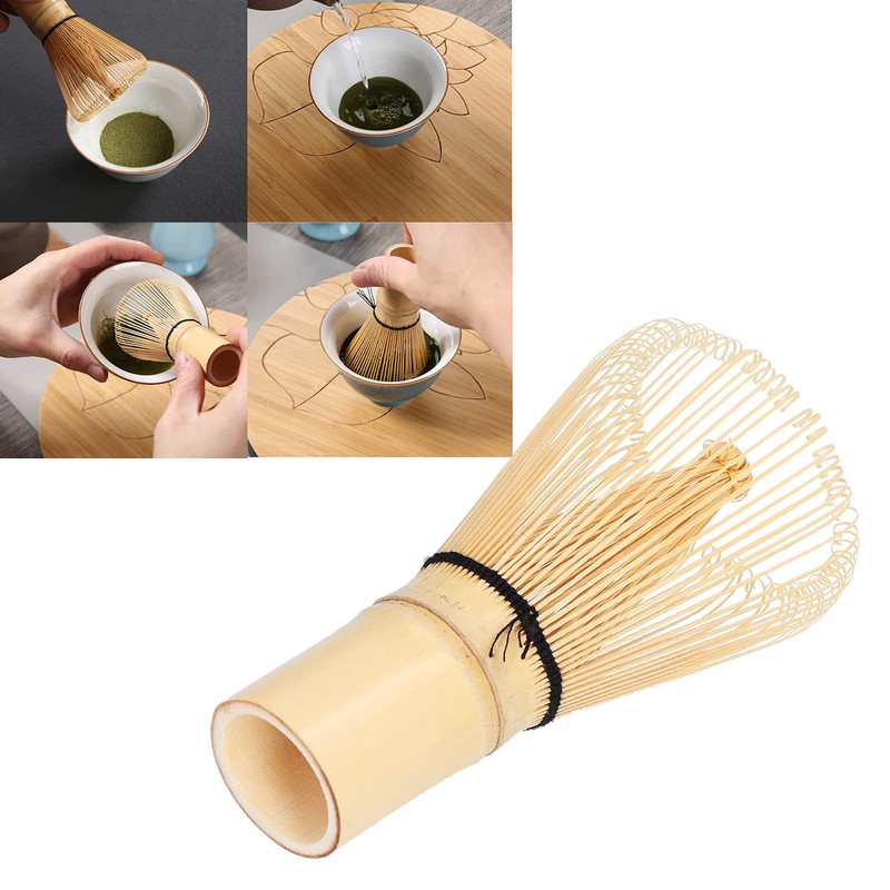 Batidor de bambú, práctico batidor de matcha amarillo pálido natural