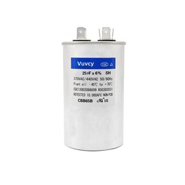 25 uF ±6% MFD 370/440V AC Capacitor, Dual Run Round Capacitor Replacement, 370/440 Volt HVAC Capacitor for AC Unit Fan Motor Start or Heat Pump or Condenser Straight Cool (25 uF)
