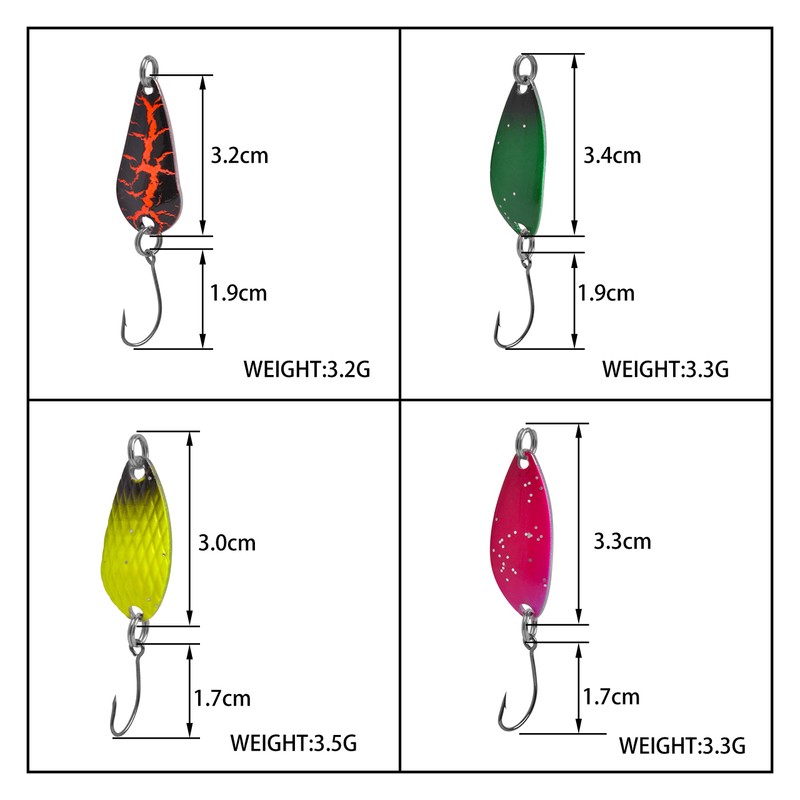 Trout Fishing Spoons Lure Kits-12pcs/set Fishing Spinners Kit Hard Metal