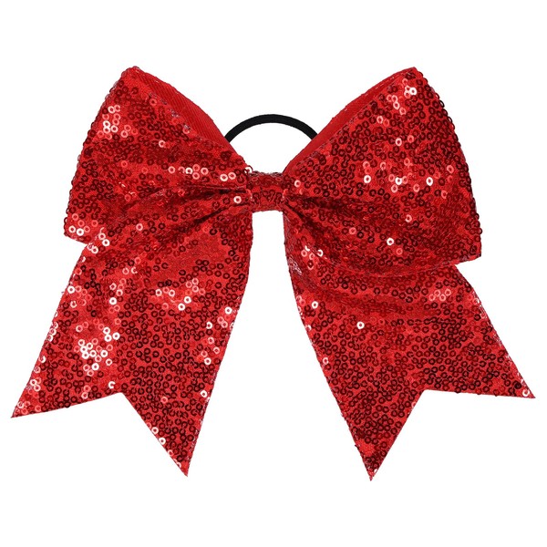 Glitter Red Cheer Bow Hair Ties Strong Elastics Hair Band