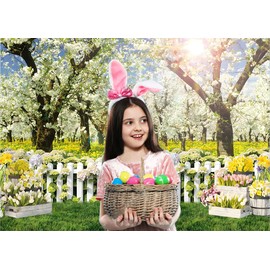 CHAIYA 8X6FT Spring Backdrop Natural Scenery White Flowers Forest Tree Photography Background for Children Birthday Wedding Baby Shower Party Decor Photobooth Prop