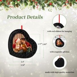 FLYAB Heart Mini Frame Ornament - Black Picture Frame Ornaments for Christmas Tree Hanging Decoration Gifts for Valentine's Day Christmas Wedding Anniversary