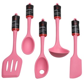 Chef Craft Premium Silicone Kitchen Tool and Utensil, 5 Piece Set, Pink