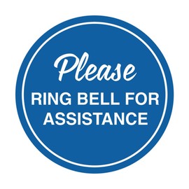 Signs ByLITA Circle Please Ring Bell For Assistance Wall or Door Sign | Easy Installation | Front Desk Reception Sign (Blue) - Small (1 Pack)