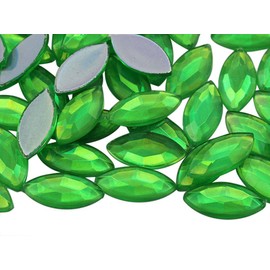 Allstarco 15x7mm Green Peridot AB Navette Flat Back Acrylic Rhinestones Marquise Gems for Crafts Horse Eye Costume Embelishments Card Making Jewels Jewelry Making Cosplay Jewels 40 Pieces
