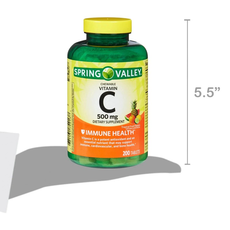 Spring Valley Vitamin C Chewable Tablets Dietary Supplement, 500 mg,