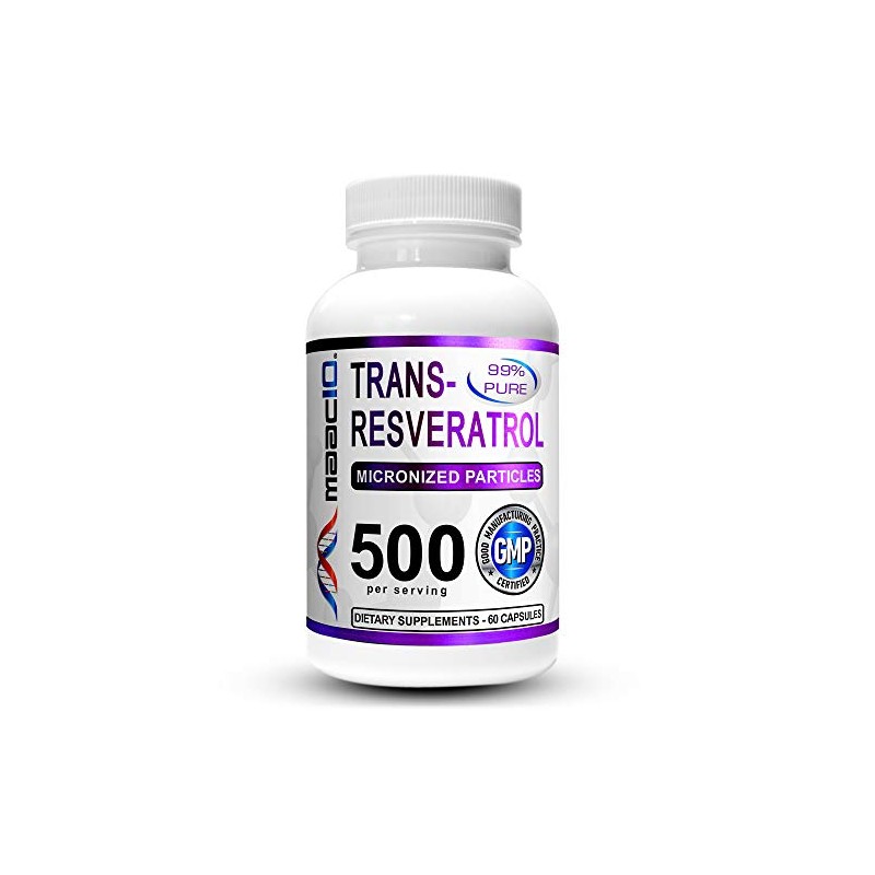MAAC10 Formulas Trans-Resveratrol 500mg + BioPerine 5mg For Enhanced Bioavailability