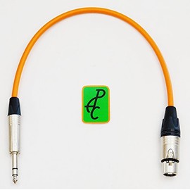 12" Canare Quad Balanced Patch Cable Orange Neutrik XLR Female - 1/4" TRS