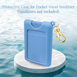 CERCGVEL Silicone Case Compatible with Noshinku Pocket Hand Sanitizer, Protective Case with Keychain for Refillable Travel Size, Hand Sanitizer Spray Accessory (Blue)