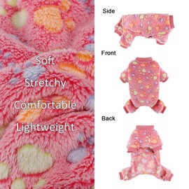 Kosiyi Fleece Dog Sweater Fall Winter Dog Pajamas for Small Dogs Girl Boy, Lightweight Warm Paw Print Puppy Pajamas Soft Stretchable Doggie Onesies Pjs Dog Clothes Costume Pet Supplies