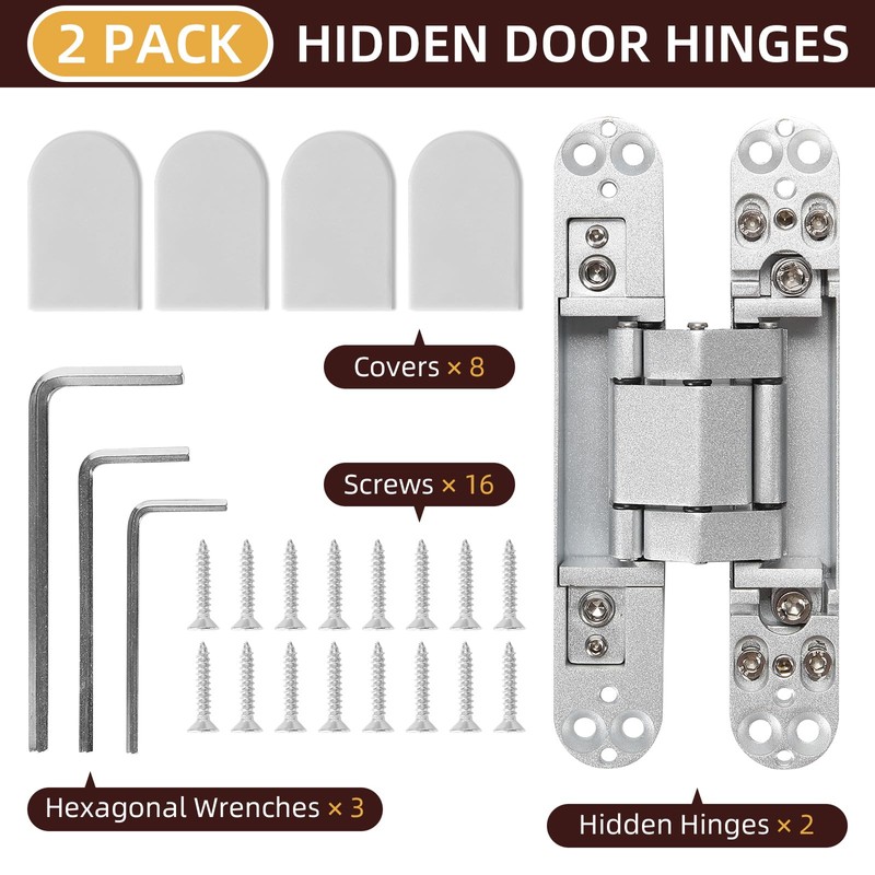 6 inch Hidden Door Hinges Invisible Hinges, 2 Pack Heavy