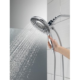 Delta Faucet 5-Spray In2ition 2-in-1 Dual Shower Head with HandHeld Spray, Chrome Hand Held Shower Head with Hose, Handheld Shower Heads, 2.5 GPM Shower Head, Chrome 58569-25-PK