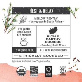Numi Organic Rooibos Tea, 100 Tea Bags, South African Red Tea, Caffeine Free Herbal Tea