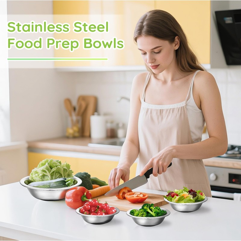 Offiper 304(18/8) Stainless Steel Mixing Bowls for Kitchen, 4 Pack
