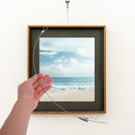 TEHAUX 10 Set Picture Rail Hanging System, 19.6 inch Adjustable Picture Hanging Kit, Frame Rail Hooks, Canvas Steel Cable Loop Cord, Photo Wire for Wall Exhibition Art Gallery