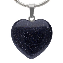 Lebensquelle Plus Heart Pendant Blue Stone Gemstone Pendant 2 x 2 cm Heart with Eyelet