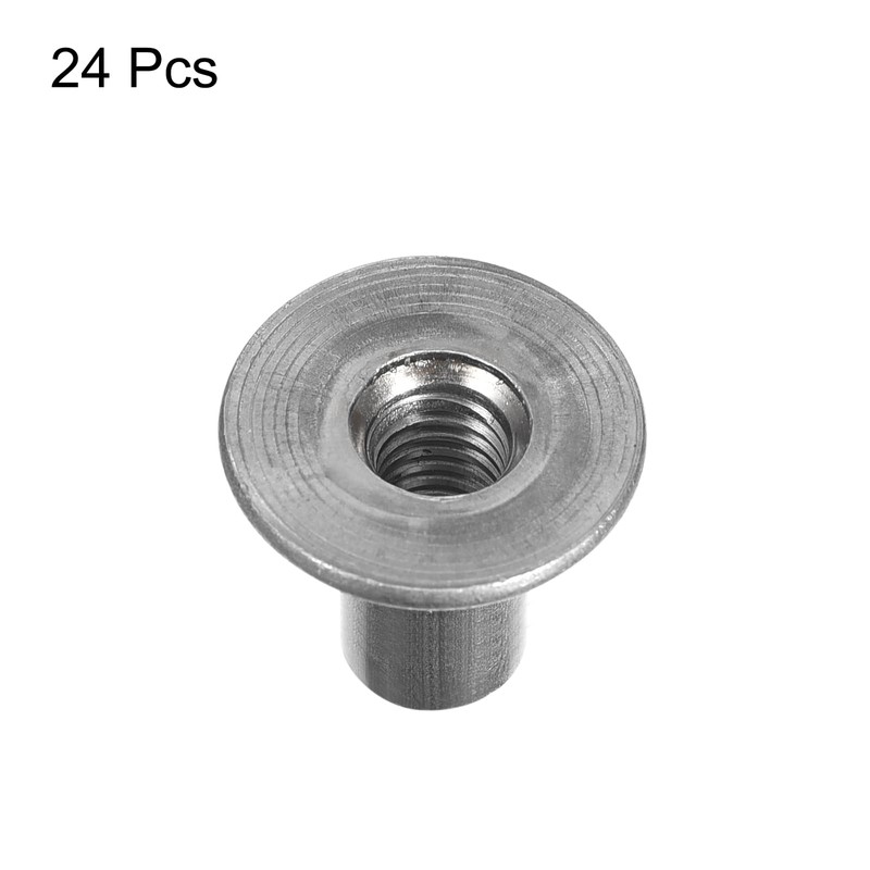 uxcell M6 T-Nuts, 24pcs Carbon Steel Tee Nuts, Round Base