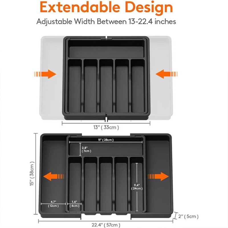 TSONDEKU Expandable Silverware Drawer Organizer - BPA Free Flatware and