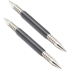 2 PCS Dual Head Nail Set, 1/16"-3/32" Hammerless Nail Setter, Metal Center Holes Punch, Spring Punch Tool for Door Hinge Pin Removal