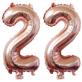 40inch Rose Gold Foil 22 Helium Jumbo Digital Number Balloons, 22th Birthday Decoration for Girls or Boys,22 Birthday Party Supplies