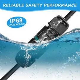Cable Connector Waterproof IP68 for Diameter 9-14 mm Cable Diameter, 5-Pin Earth Cable Connection Sleeve Junction Box, 3 Pieces Outdoor Junction Box, Black for Garden, Outdoor, Floor (5-pin)