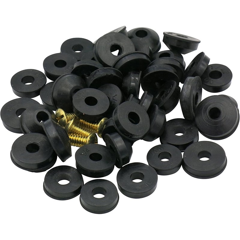 48 pc Faucet Washers and Brass Bibb Screws Assortment, Flat