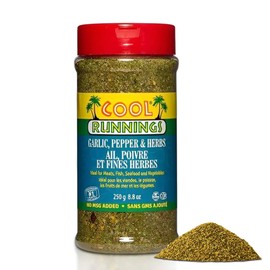 Cool Runnings Garlic, Pepper, and Herbs Seasoning 250g – Perfect Blend of Spices and Herbs for Enhancing Meats, Seafood, Vegetables, and Pastas
