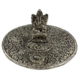 Ganesh Metal Incense Dish - Cone and Stick Incense Holder and Burner