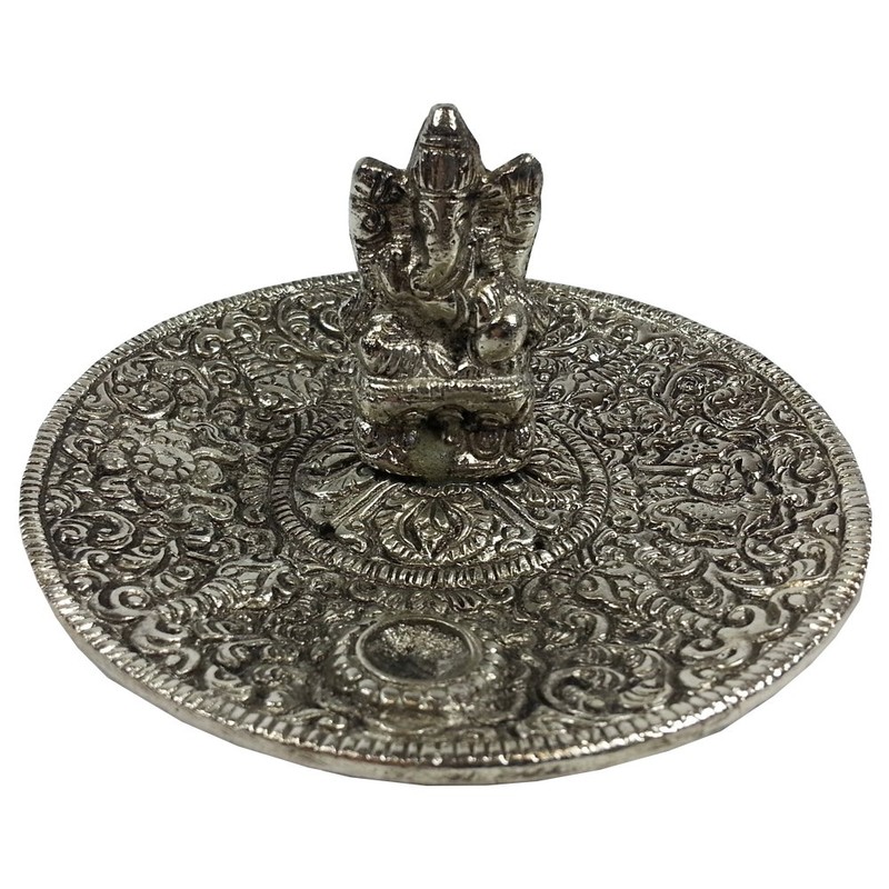 Ganesh Metal Incense Dish - Cone and Stick Incense Holder
