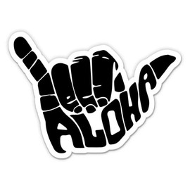 Aloha Shaka Hand Surfing Hawaii Vinyl Sticker - Car Phone - 3"