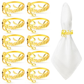 Set of 10 Napkin Rings, Ramadan, Alphabet Napkin Ring, Metal Napkin Rings, Table Decoration, Gold Napkin Rings for Eidmubarak, Ramadan, Party, Wedding, Banquet