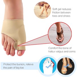 2 Pcs Beige Bunion Corrector Sock - 2023 New Orthoes Bunion Relief Socks Women ＆ Men, Comfortable Orthopedic Bunion Toe Corrector Big Toe Straightener Brace, Hallux Valgus Corrector Bunion Pads