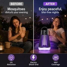 USB Rechargeable Mosquito Lamp for Indoor & Outdoor Use – Portable 2-in-1 Bug Zapper Lantern