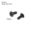 uxcell M2x6mm Phillips Screw Fastener Black 3.8mm Dia Screw Head