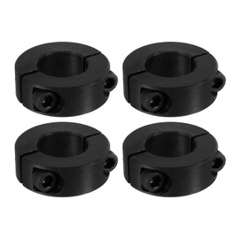 PATIKIL Split Adjustment Rings 22 mm Boring 42 mm OD 15 mm Thickness, Pack of 4 45# Aluminium Alloy Depth Stop Rings Clamp with Threaded Pin for the Mechanical Engineering Industry, Black