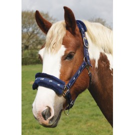 Rhinegold Logo Headcollar fleece trim - Cob - Blue