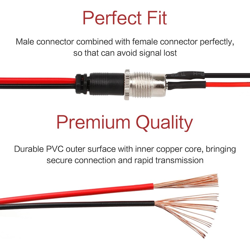 DC Power Pigtail Cable 6Pcs CCTV Security Camera Male &