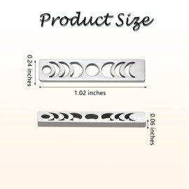 LEGENTLISUR 20Pcs Moon Charms Bulk Lunar Phase Pendants Rectangular Stainless Steel Charms for Jewelry Making Necklace Bracelet Craft DIY