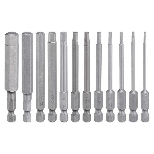 HARFINGTON 12pcs Hex Head Screwdriver Bit Set 1/16-3/8 Inch SAE