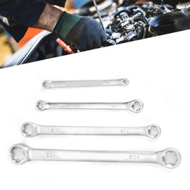 Ring Spanner Set, 4 Pieces/Set E8-E24 Hexagonal Wrench Double End E Cr-Mo Pentalobe Screw Wrench Set E-Torx Double Ratchet Wrench Car Repair Tool Car Repair Tool