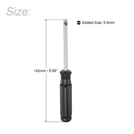 uxcell Mini Slotted Screwdriver, 5.0mm Flat Head with Black Handle for Small Appliances, 5 Pcs