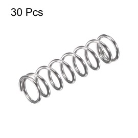 sourcing map Compression Spring,304 Stainless Steel,7mm OD,0.8mm Wire Size,15mm Compressed Length,25mm Free Length,17.2N Load Capacity for Home Projects, Silver Tone,30pcs
