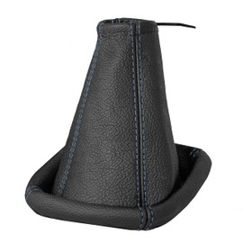 L & P Car Design A0006-2 100% Genuine Leather Black Gear Stick Gaiter with Blue Stitching