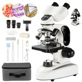 Sedumic Compound Binocular Microscope 40X-2000X LED Lighting for Kids Students Adults School Laboratory Home Education with Microscope Slides Set Phone Adapter Spiral Moving Scale