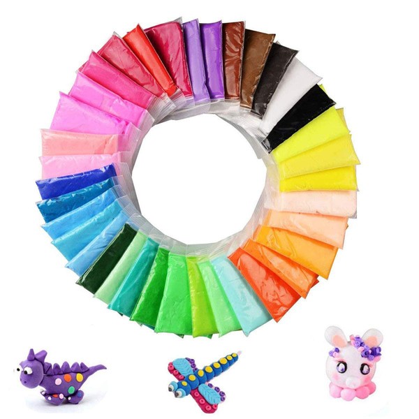 OBTANIM 36 Pcs Colors Air Dry Clay, Colorful Modeling Clay Air Dry Ultra Light Molding Magic Clay Toy for Kids, DIY Colored Clay Kit with Modeling Tools