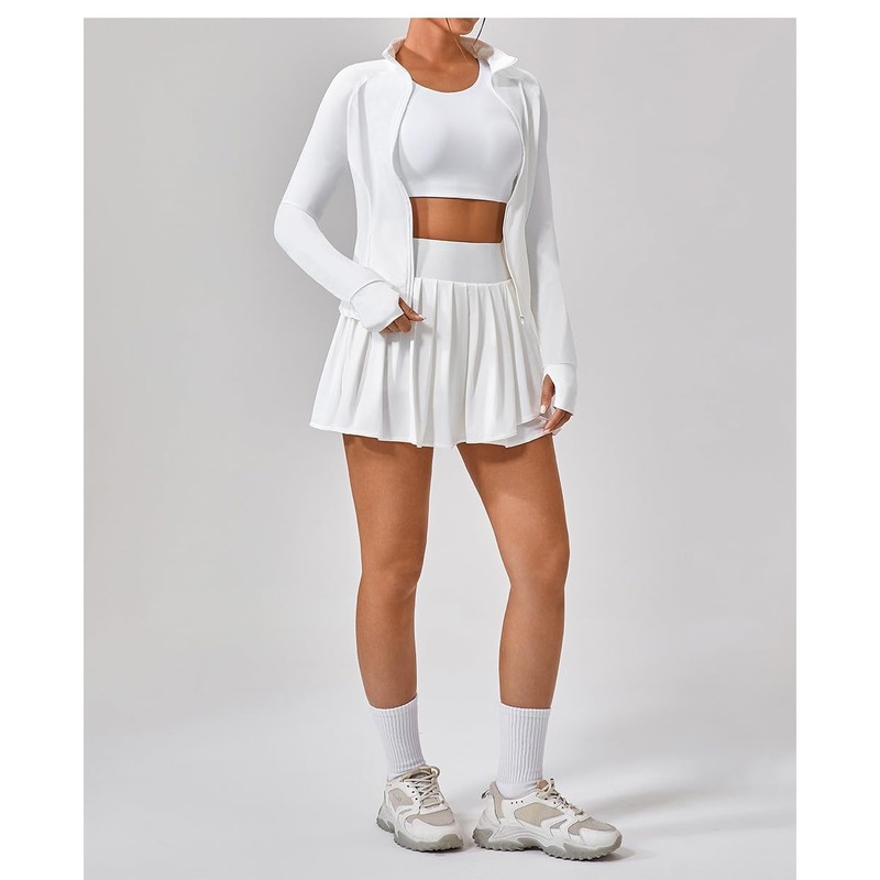 Belriviere Damen-Tennisrock mit hoher Taille, plissiert, mit Innentaschen, athletischer Golf-Skort,