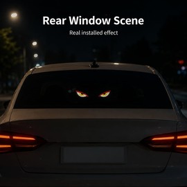 Solar Devil Eyes LED Car Window Light, Wireless No Drill Solar Powered Demon Eyes Warning Lights for Cars Windshield Rear Window, Waterproof LED Eyes Animated for Trucks/SUVs/RV/Vans, 2 Pack (T1-RYW)
