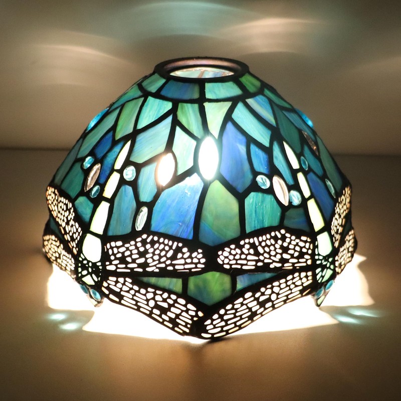 HWFEI Small Tiffany Lamp Shade 8 Inch Accessories Replacement Stained